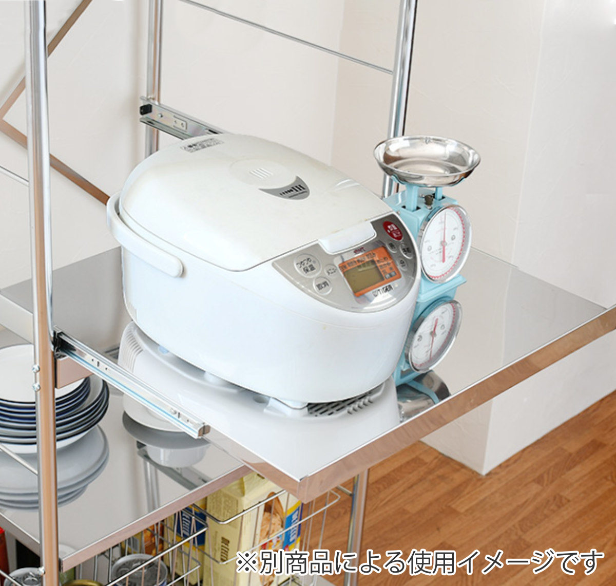 レンジ台 ステンレスレンジラック ミドル 3分別ペール 2個口 