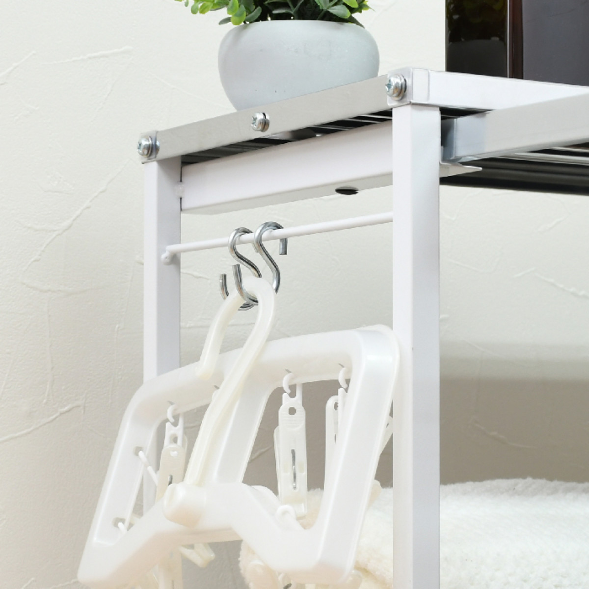 タオルが干せる薄型作業台 幅75 ステンレス （ ランドリーワゴン 作業