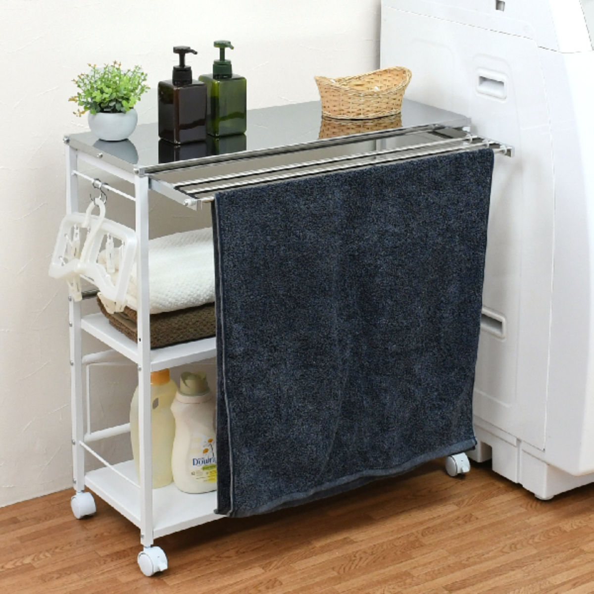 あーやん様お取り置き専用 タオルが干せる薄型作業台 幅75 ステンレス （ ランドリーワゴン 作業