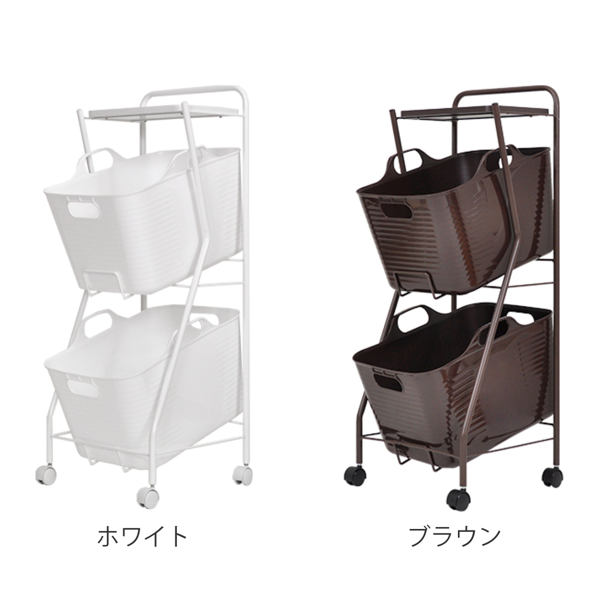 ランドリーワゴン Kラインランドリーワゴン 2段 （ ワゴン ランドリー 二段 棚 ラック 日本製 ）_3
