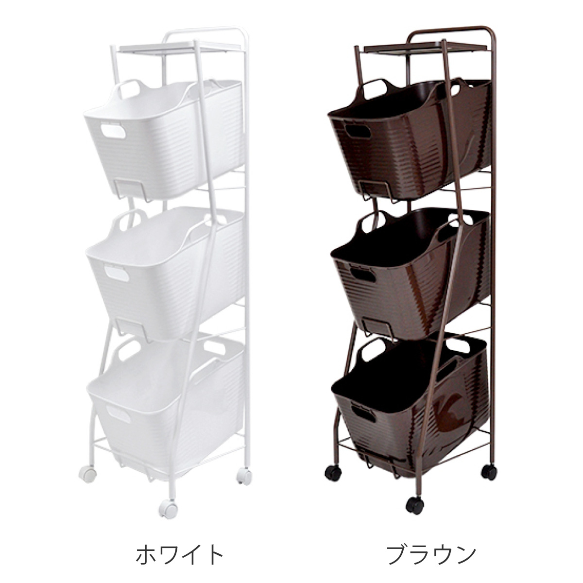 日本製　Kline-ランドリーワゴン 3段  ランドリーバスケット ランドリーワゴン Kラインランドリーワゴン 3段 （ ワゴン ランドリー
