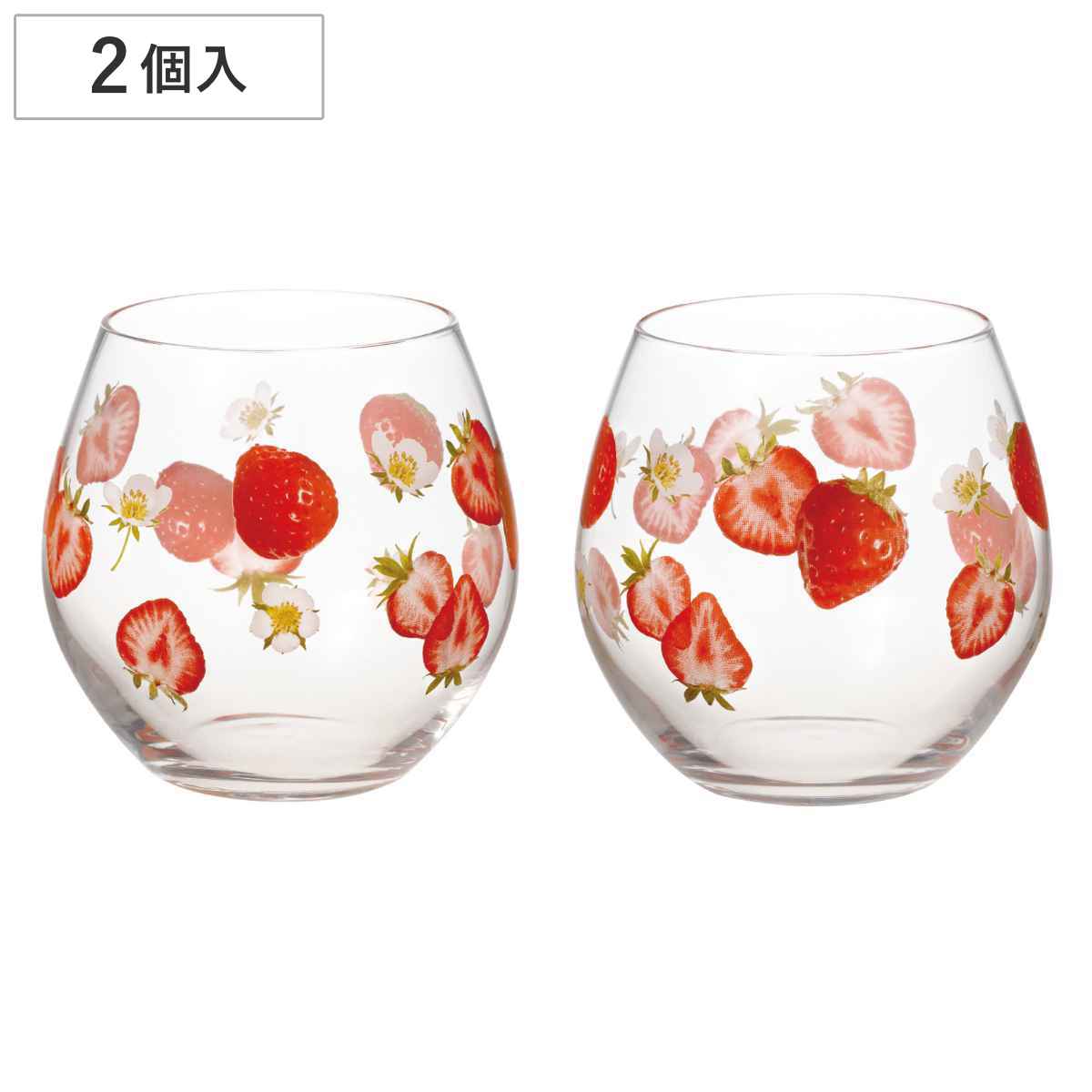 東洋佐々木ガラス ペアグラス 380ml いちご柄 ガラス 2個入り （ 食洗