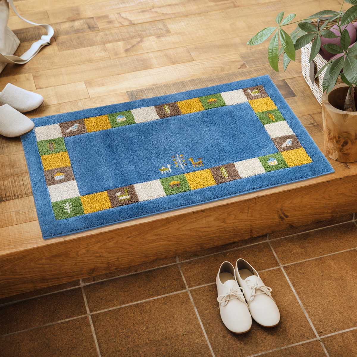 オカ 玄関マット 洗える コーナー吸着 60×110 cm 室内 （ 滑り止め