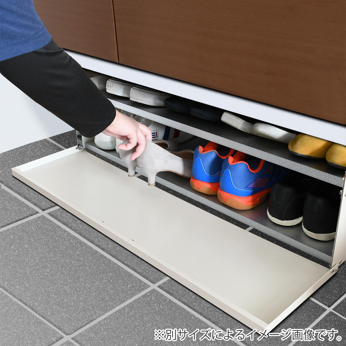 シューズラック 下駄箱下シューズワゴン 幅60cm （ シューズ ラック 下駄箱下 最大6足 収納 キャスター付き 引き出し 2段 ）_8
