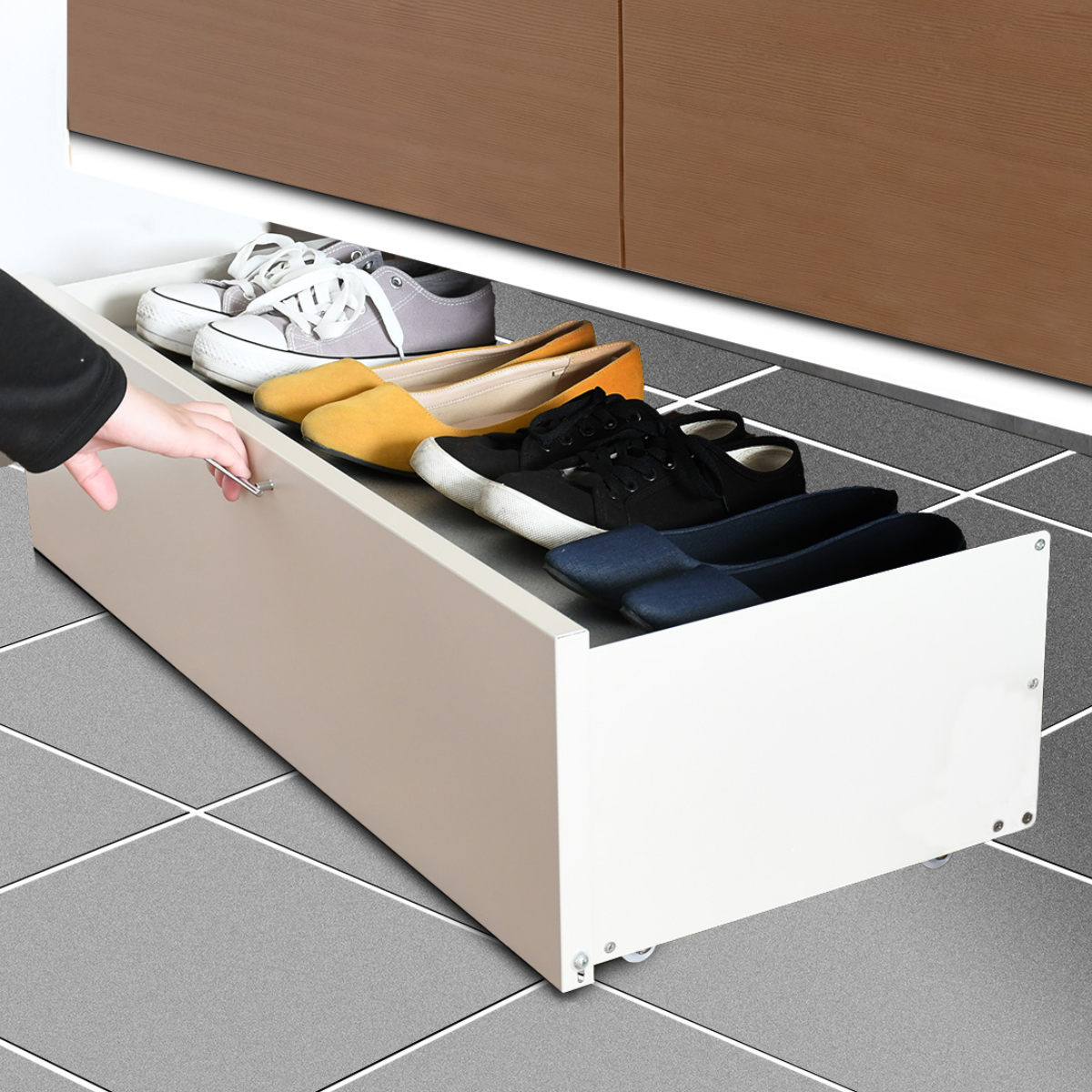 シューズラック 下駄箱下シューズワゴン 幅80cm （ シューズ ラック