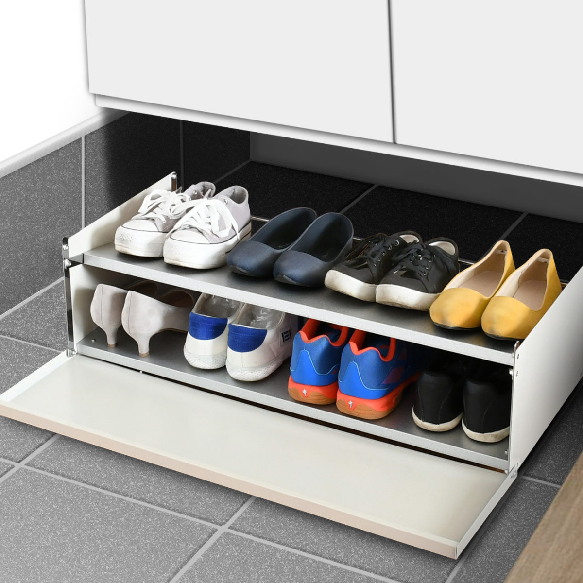 シューズラック 下駄箱下シューズワゴン 幅80cm （ シューズ ラック