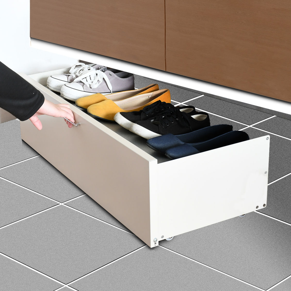 シューズラック 下駄箱下シューズワゴン 幅80cm （ シューズ ラック