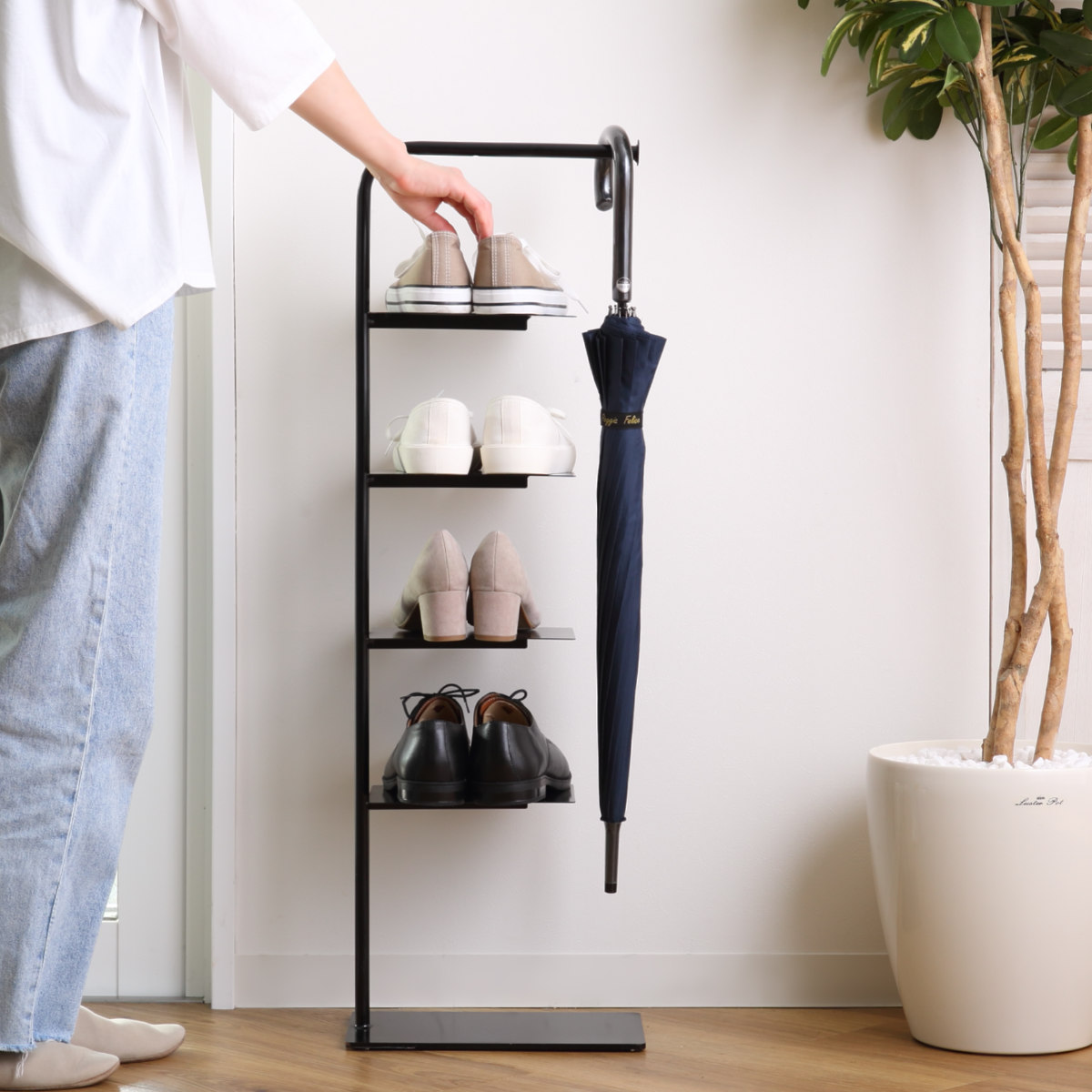 シューズラック Stack rack 5段 （ シューズ ラック 靴収納 玄関収納 スリム 下駄箱 スニーカー ディスプレイ ）の画像