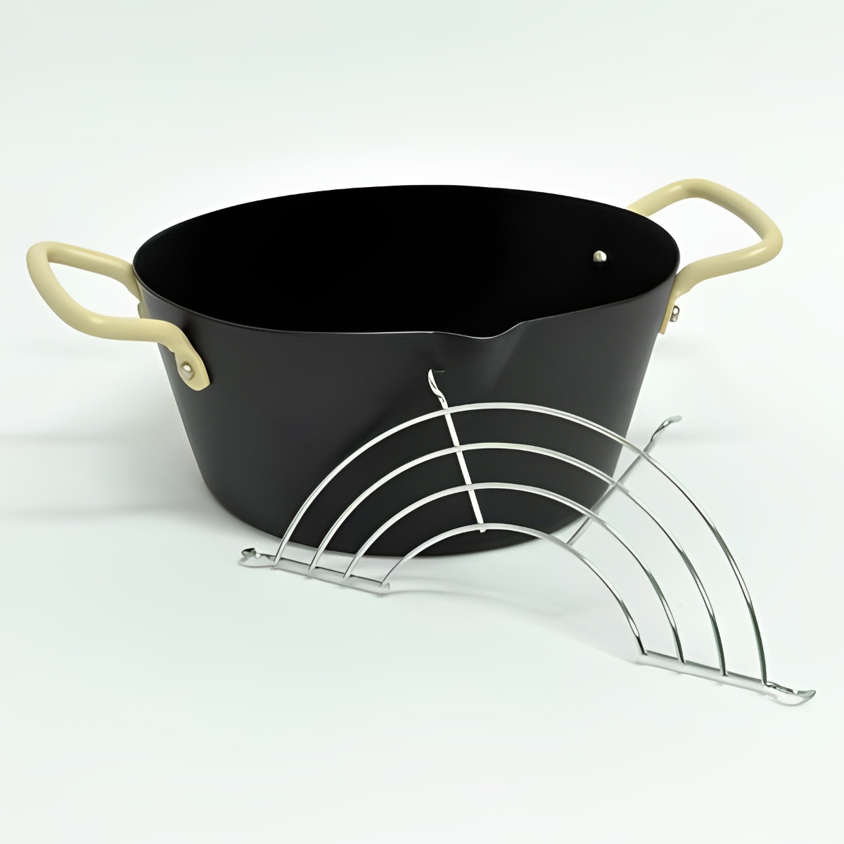 パール金属 天ぷら鍋 楕円型 IH対応 鉄製 網付き オベ・フラ 両手