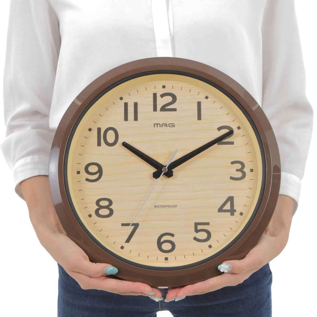 ノア精密 掛け時計 モク 防水 防塵 直径32cm （ 壁掛け時計 かけ時計