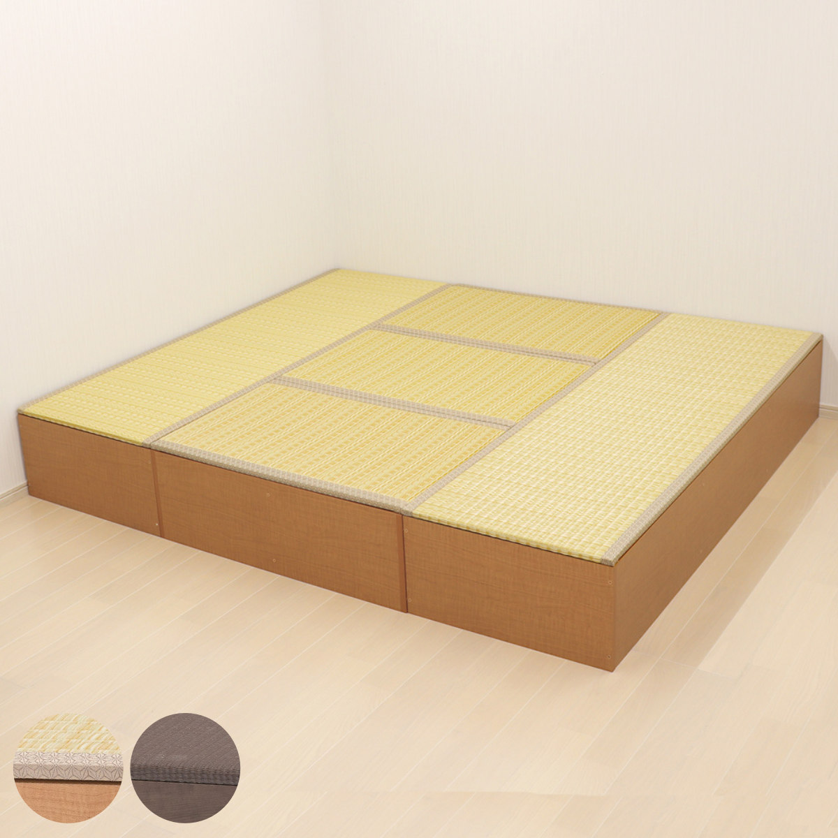 樹脂畳ユニット Lセット ロータイプ 幅180cm×2 幅90cm×3 収納付ベンチ （ 高さ31.5cm 畳 小上がり 収納 ベンチ 収納ボックス セット ）