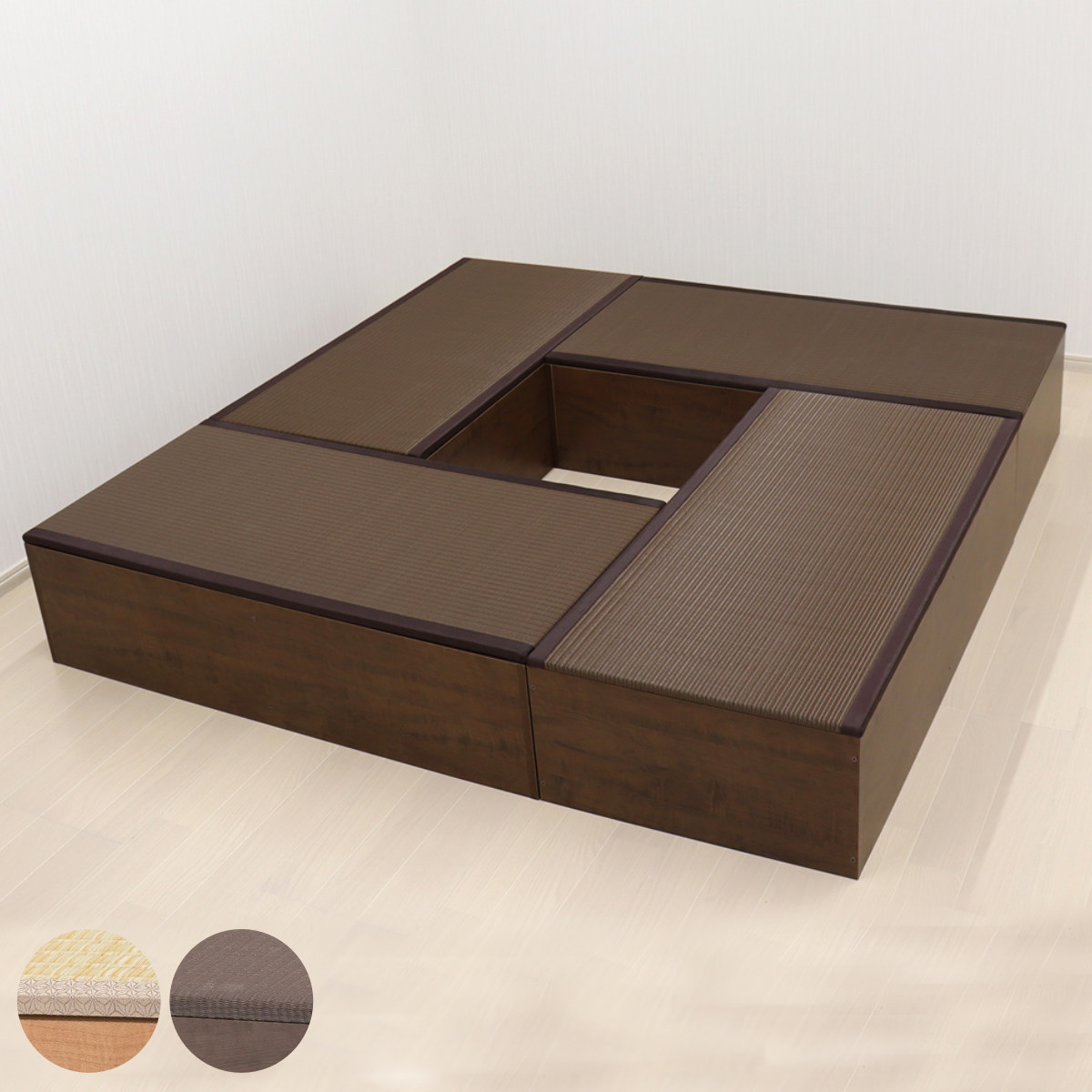 樹脂畳ユニット Mセット ロータイプ 幅120cm×4 収納付ベンチ （ 高さ