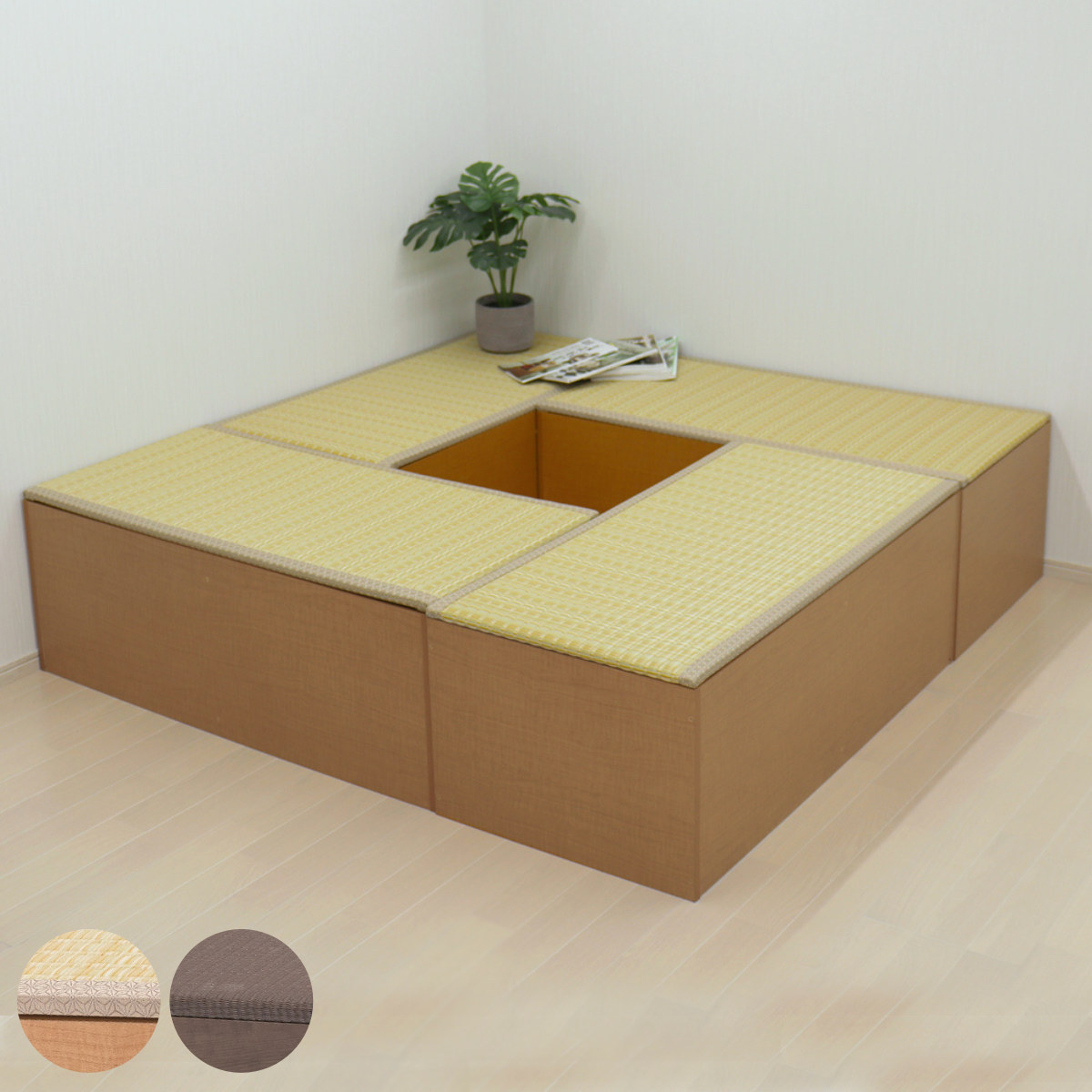 樹脂畳ユニット Mセット ハイタイプ 幅120cm×4 収納付ベンチ （ 高さ