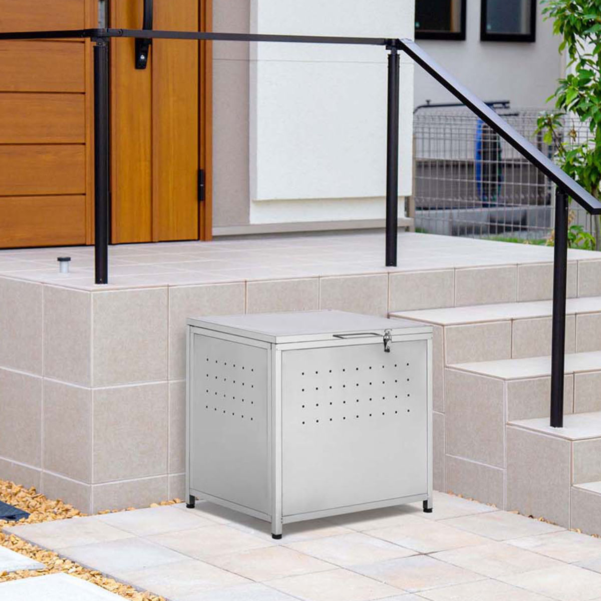 SANKA ゴミ収納庫 屋外用 130L ステンレス保管庫 （ ごみ箱 130 