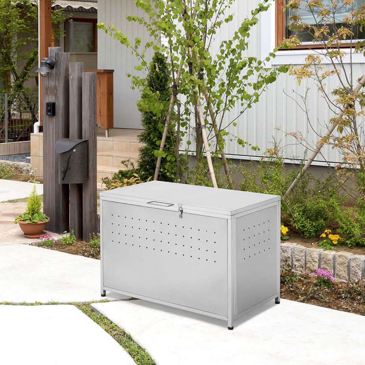 SANKA ゴミ収納庫 屋外用 200L ステンレス保管庫 （ ごみ箱 200