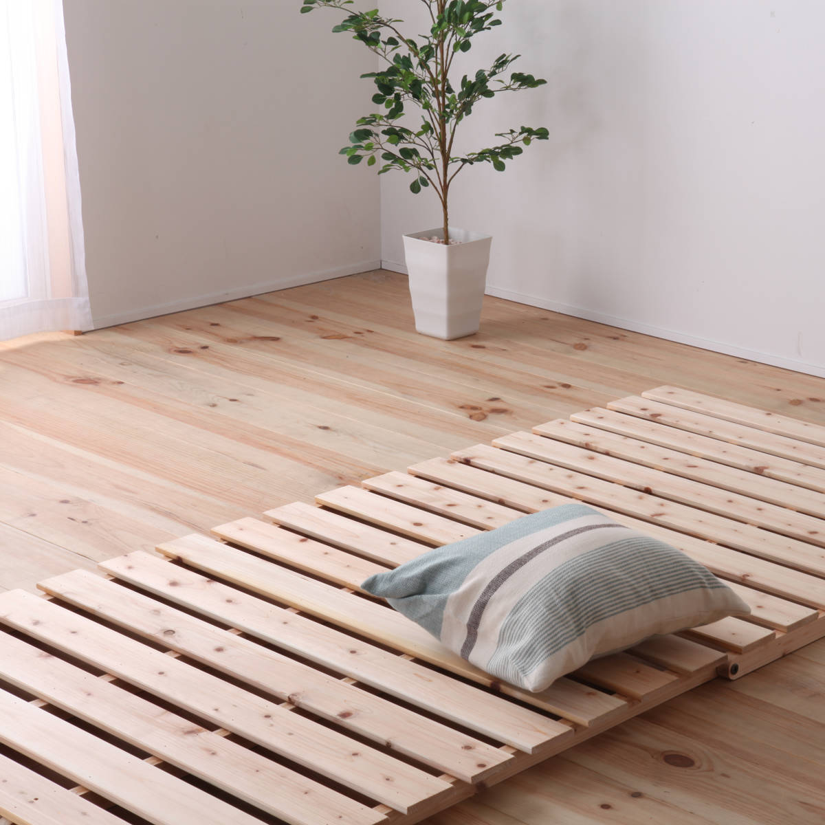 すのこベッド シングル 折りたたみ 2つ折り 国産ひのき 日本製 山型