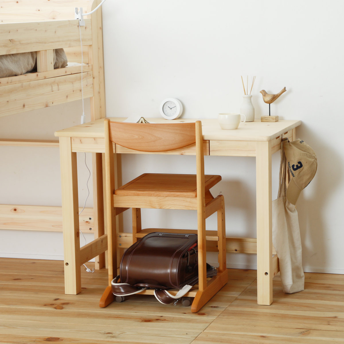 檜デスク 学習机 ひのき 無塗装 日本製 （ デスク 机 パソコンデスク