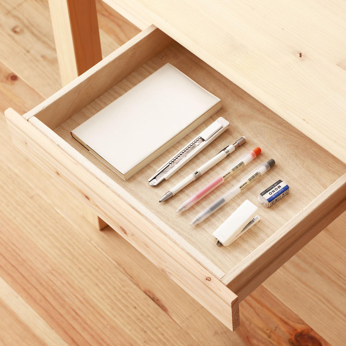 檜デスク 学習机 ひのき 無塗装 日本製 （ デスク 机 パソコンデスク