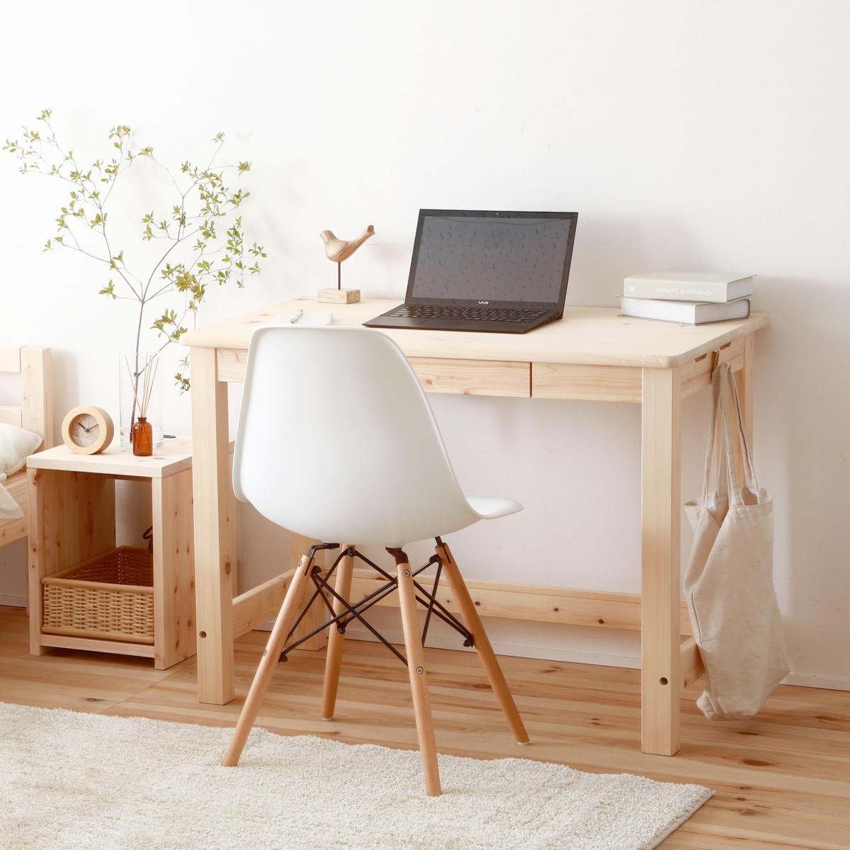 国産天然木 檜のシンプルデスク／テーブル シンプルデスク 100×60 4本脚 学習机 木製 ヒノキ無垢 おしゃれ 国産