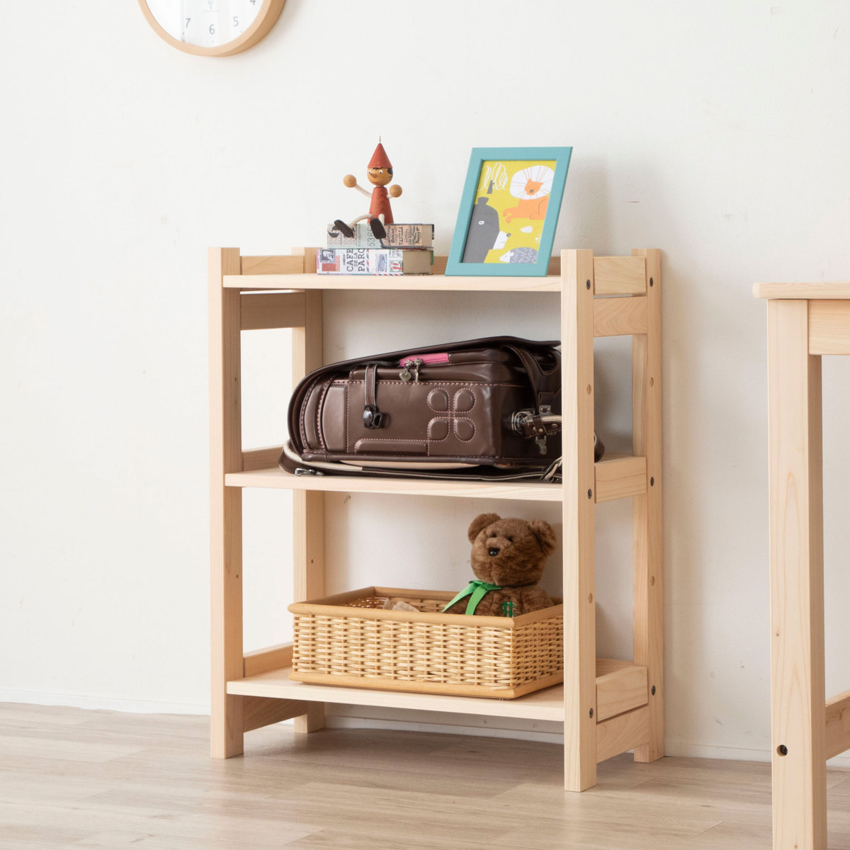 檜シェルフ ロータイプ 3段 ひのき 無塗装 日本製 （ 棚 ラック 幅60cm