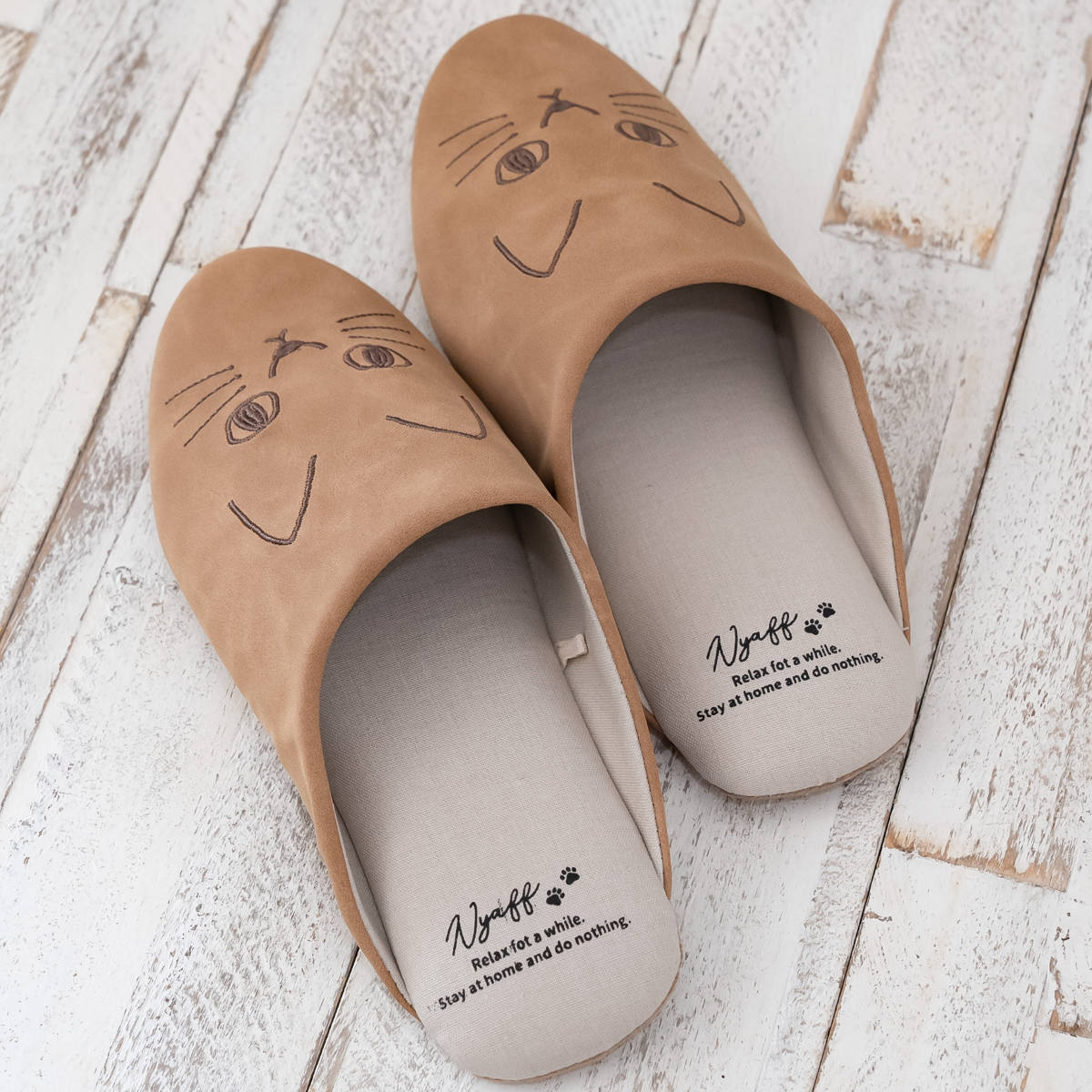 スリッパ にゃふにゃふ フェイクレザースリッパ 約22.0〜24.0cm