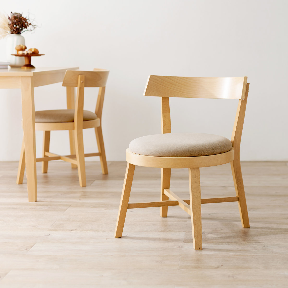 HAGiHARA（萩原） ダイニングチェア 同色2脚セット 座面高43cm 正円座