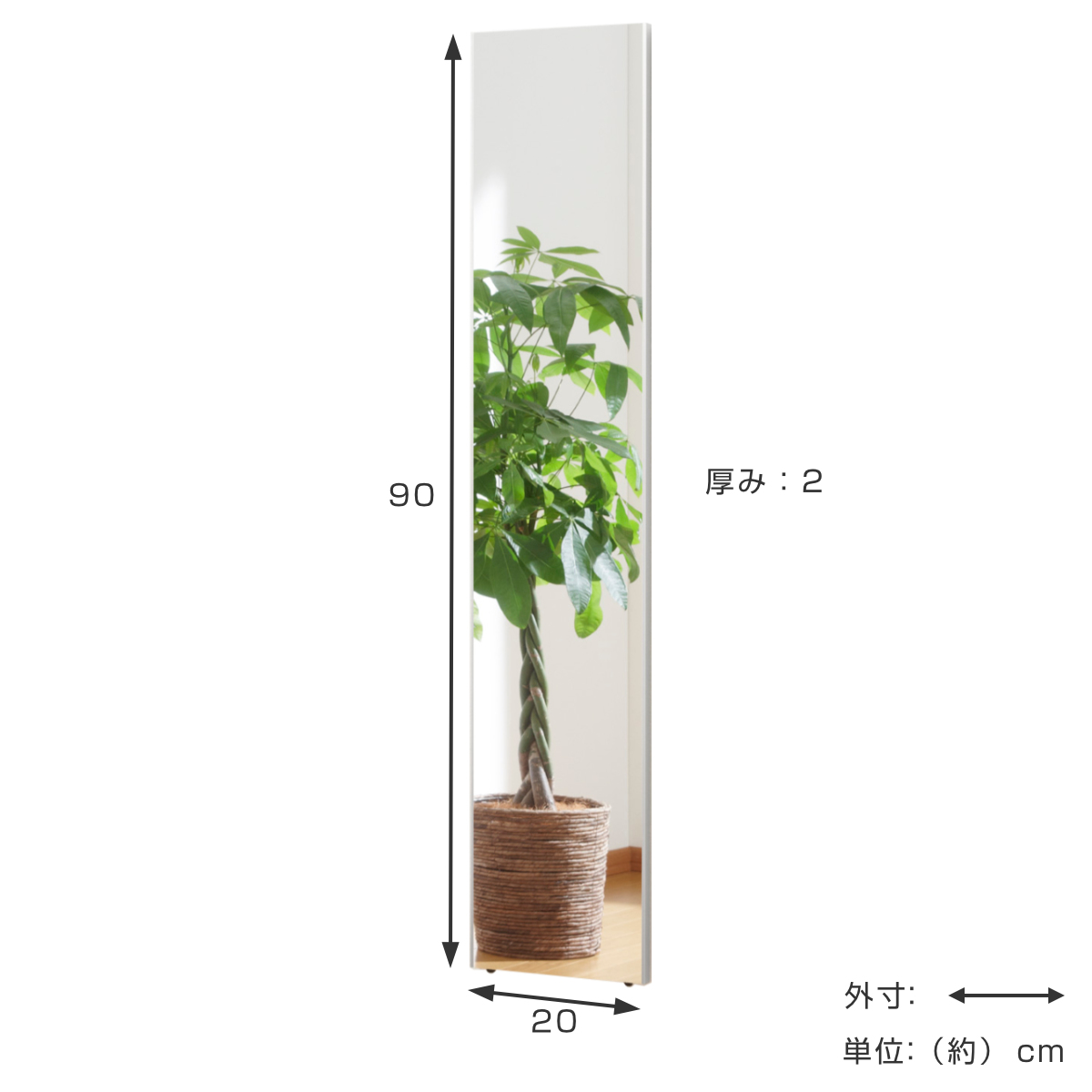 割れない鏡 リフェクスミラー スタンダード みだしなみミラー 細枠