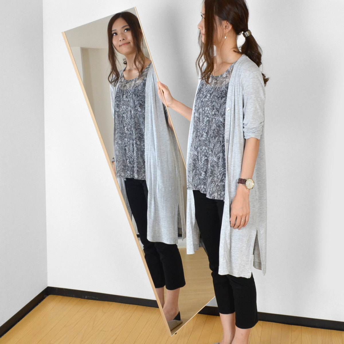 割れない鏡 リフェクスミラー スタンダード 吊式 細枠 姿見 45×120cm