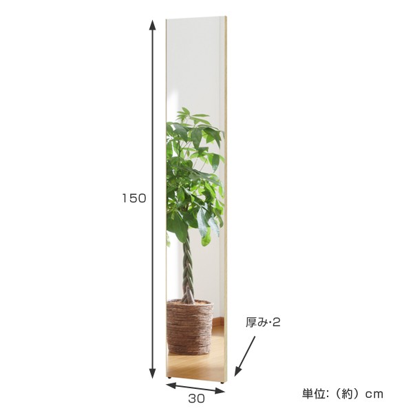 割れない鏡 リフェクスミラー スタンダード スリム 細枠 姿見 30×150cm