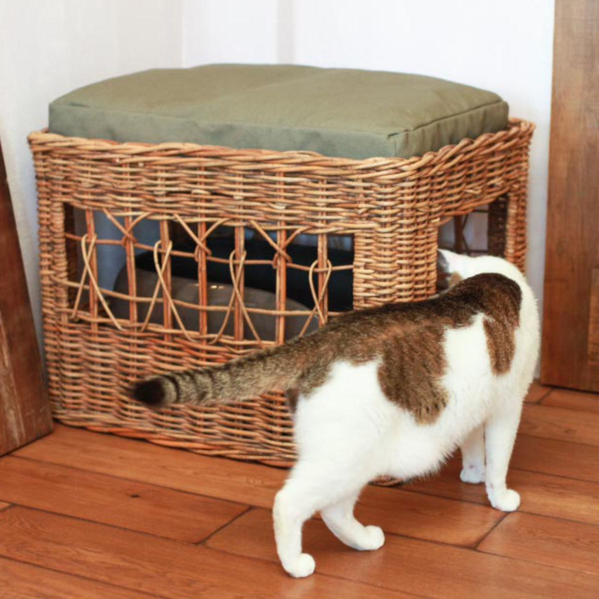 Creer トイレカバー 猫 トイレ ラタン （ 猫トイレカバー カバー