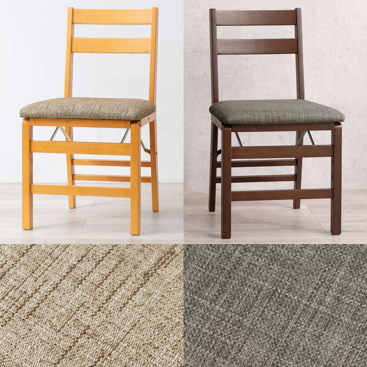 ダイニングチェア 折りたたみ 同色2脚セット 座面高43.5cm （ 座面