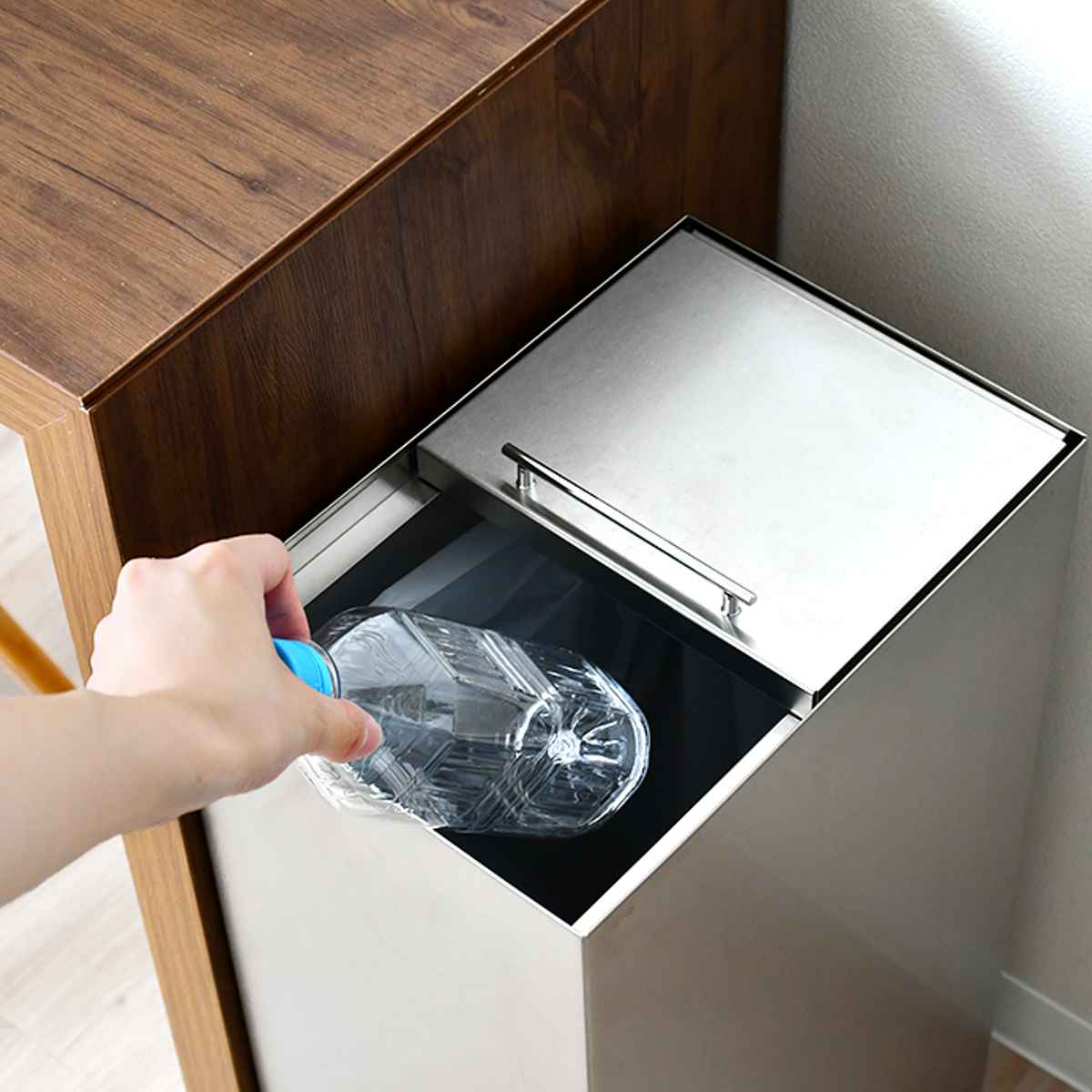 ゴミ箱 30L スライド ステンレス （ ごみ箱 30リットル スリム 幅20.5cm 角型 ふた付き シンプル スタイリッシュ キッチン リビング オフィス ）_4