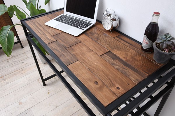 デスク パソコンデスク GRANT 天然木 スチールフレーム 幅100cm （ PC