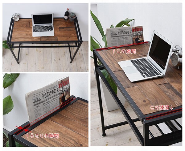 デスク パソコンデスク GRANT 天然木 スチールフレーム 幅100cm （ PC