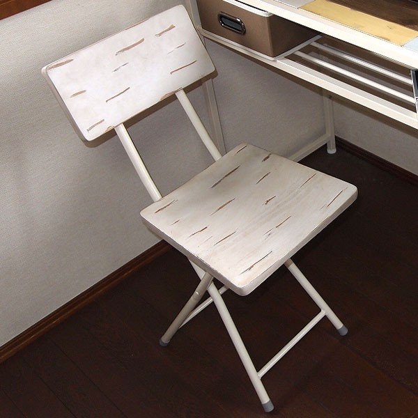 折りたたみチェア 椅子 CHROME 天然木 スチールフレーム 座面高45.5cm