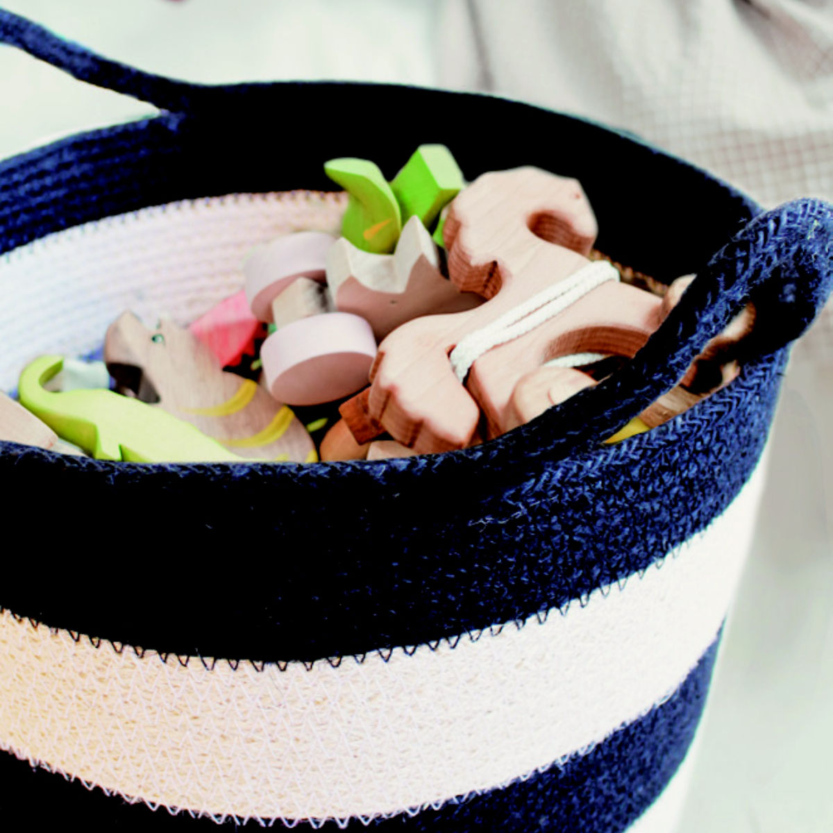 パラデック バスケット コディ ジュート ボーダーバスケット L 持ち手