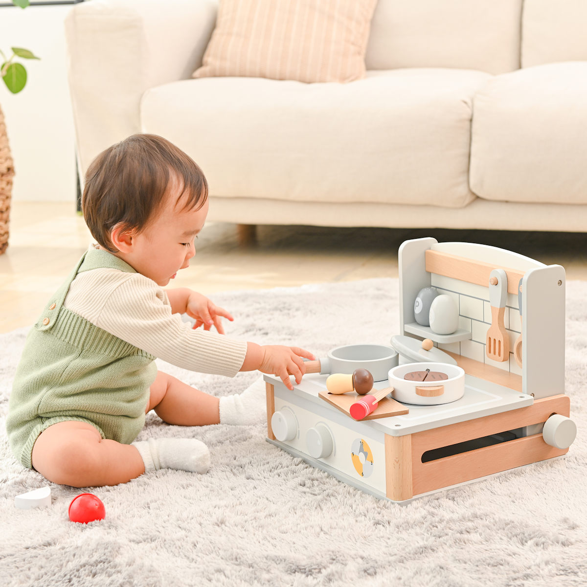 おもちゃ ベビー おままごと マイキッチン ミニ ごっこ遊び 木製 （ 木製おもちゃ 木のおもちゃ キッチン 玩具 3歳 子供 キッズ 幼児 男の子 女の子 ）