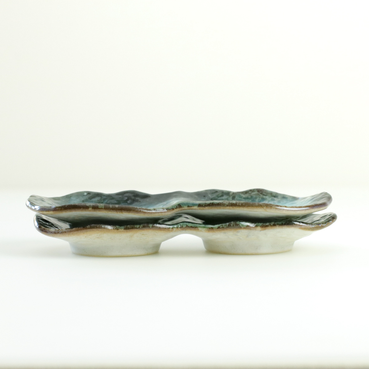 仕切り皿 19.5cm プレート 2つ仕切り KANADE 陶器 （ 電子レンジ対応