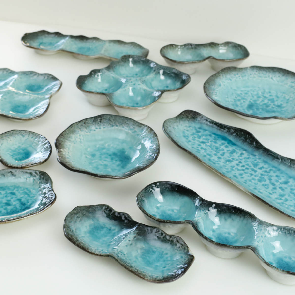 仕切り皿 19.5cm プレート 2つ仕切り KANADE 陶器 同色5枚セット