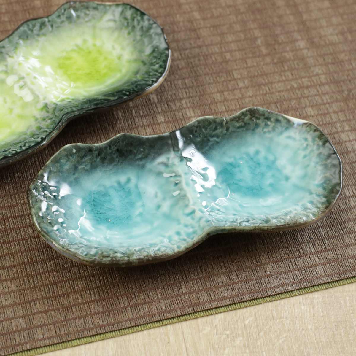 仕切り皿 19.5cm プレート 2つ仕切り KANADE 陶器 同色5枚セット