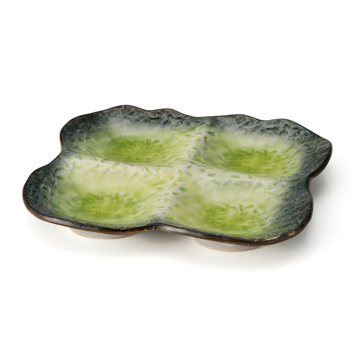 仕切り皿 19.5cm プレート 4つ仕切り KANADE 陶器 （ 電子レンジ対応