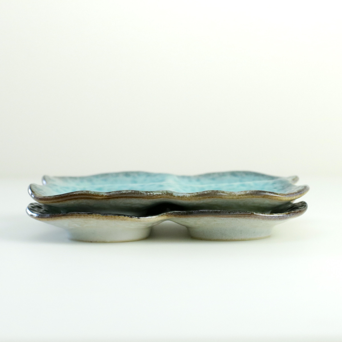 仕切り皿 19.5cm プレート 4つ仕切り KANADE 陶器 同色5枚セット