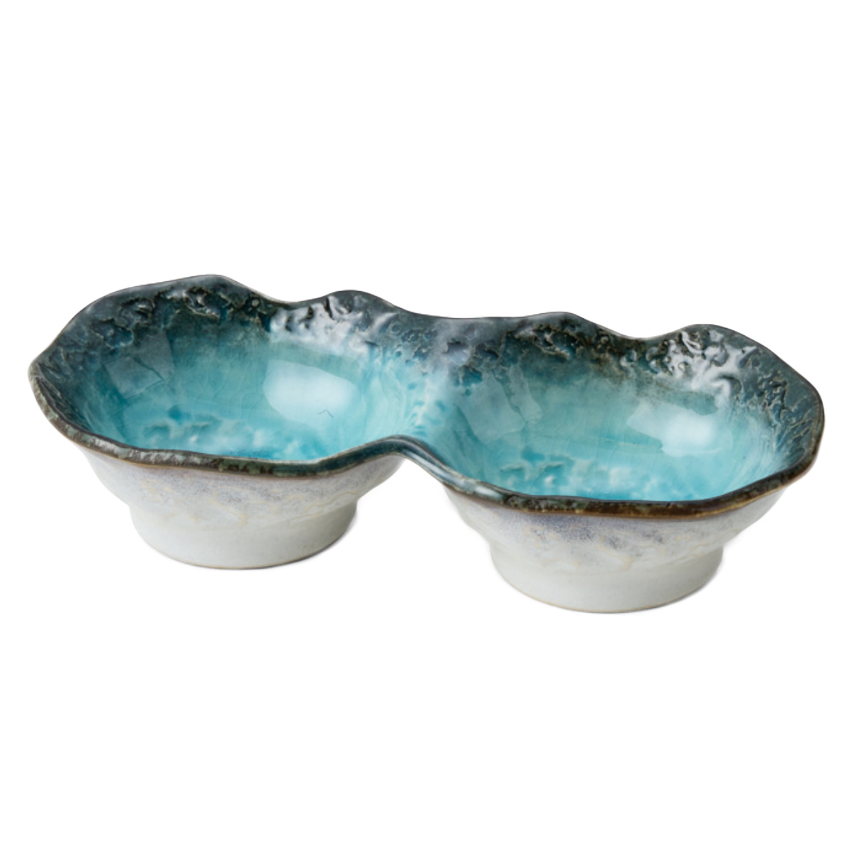 小鉢 2つ仕切り 19cm ボウル KANADE 陶器 （ 電子レンジ対応 鉢 2連 和