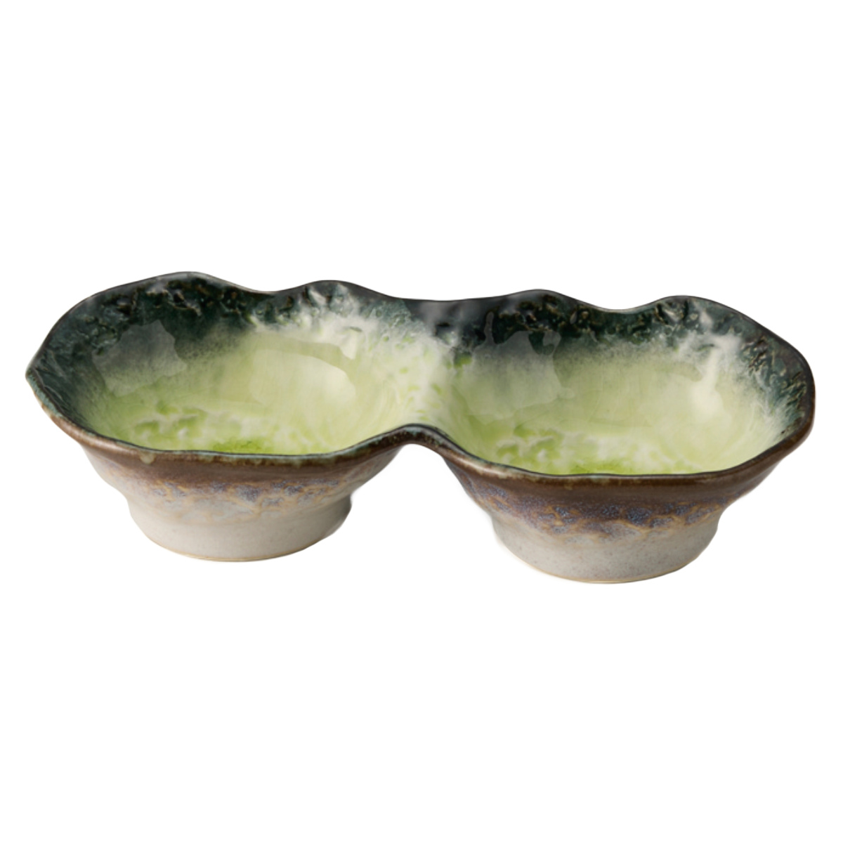 小鉢 2つ仕切り 19cm ボウル KANADE 陶器 （ 電子レンジ対応 鉢 2連 和