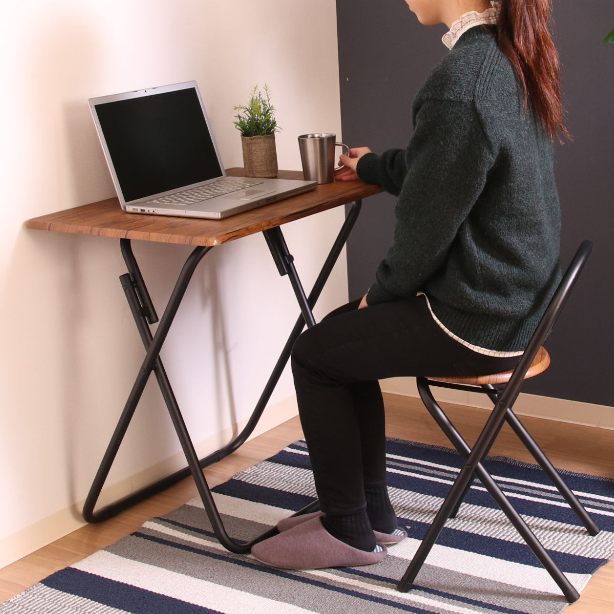 不二貿易（Fuji Boeki） ワークデスク 折りたたみ テーブルチェア