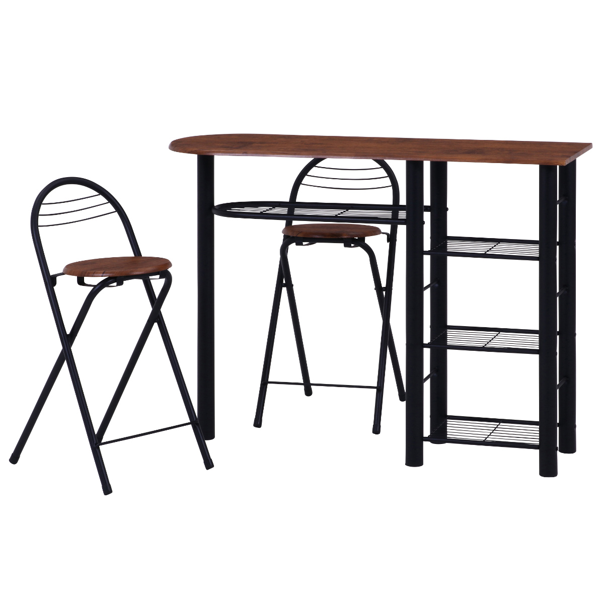 不二貿易（Fuji Boeki） カウンターテーブル 3点セット 棚付 テーブル