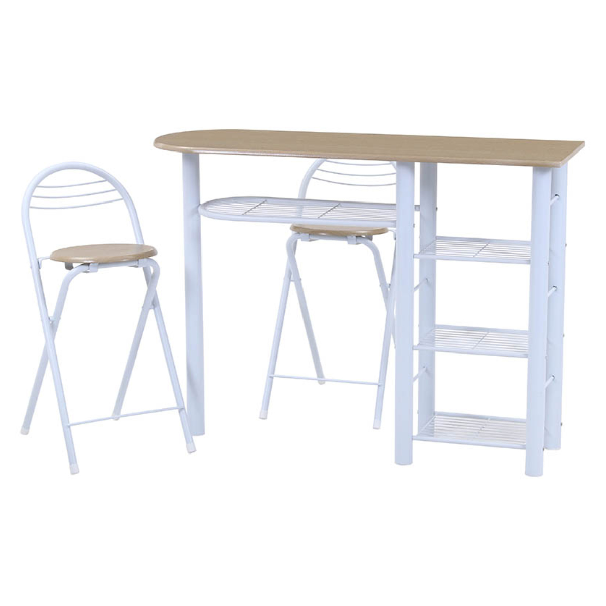 不二貿易（Fuji Boeki） カウンターテーブル 3点セット 棚付 テーブル