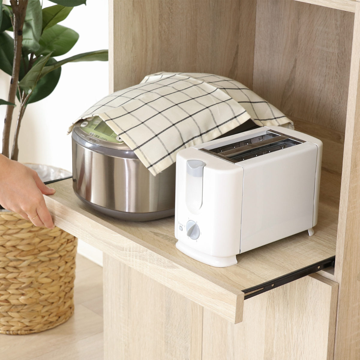 不二貿易（Fuji Boeki） 食器棚 ハイキッチンボード 幅59cm 木目調 2口