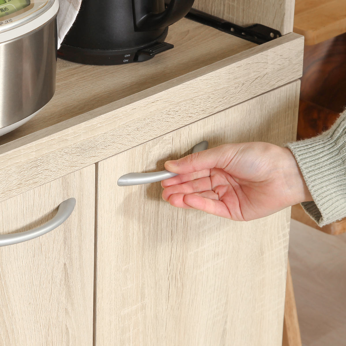 不二貿易（Fuji Boeki） 食器棚 ハイキッチンボード 幅59cm 木目調 2口