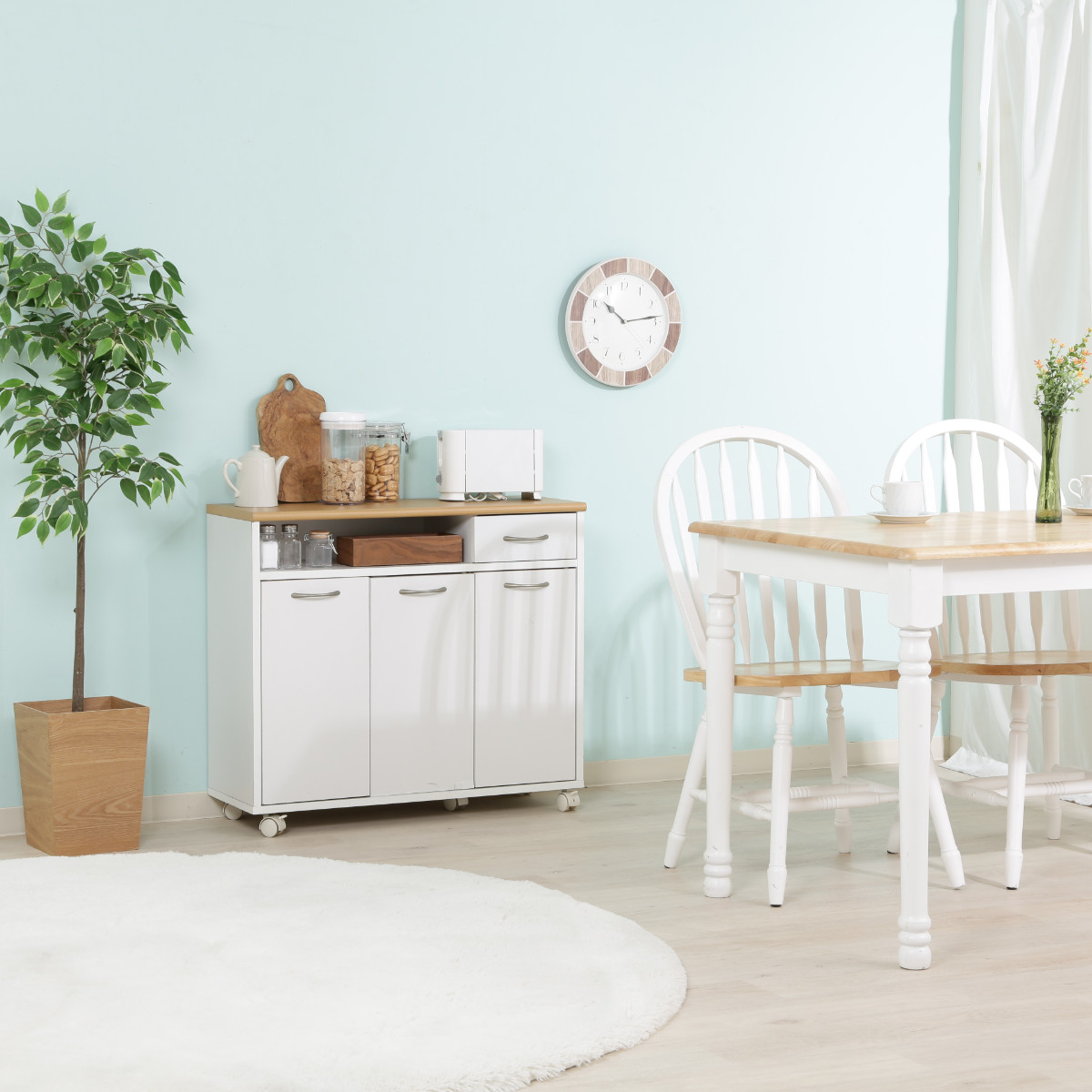 不二貿易（Fuji Boeki） キッチンカウンター 幅80cm 高さ70cm 北欧風